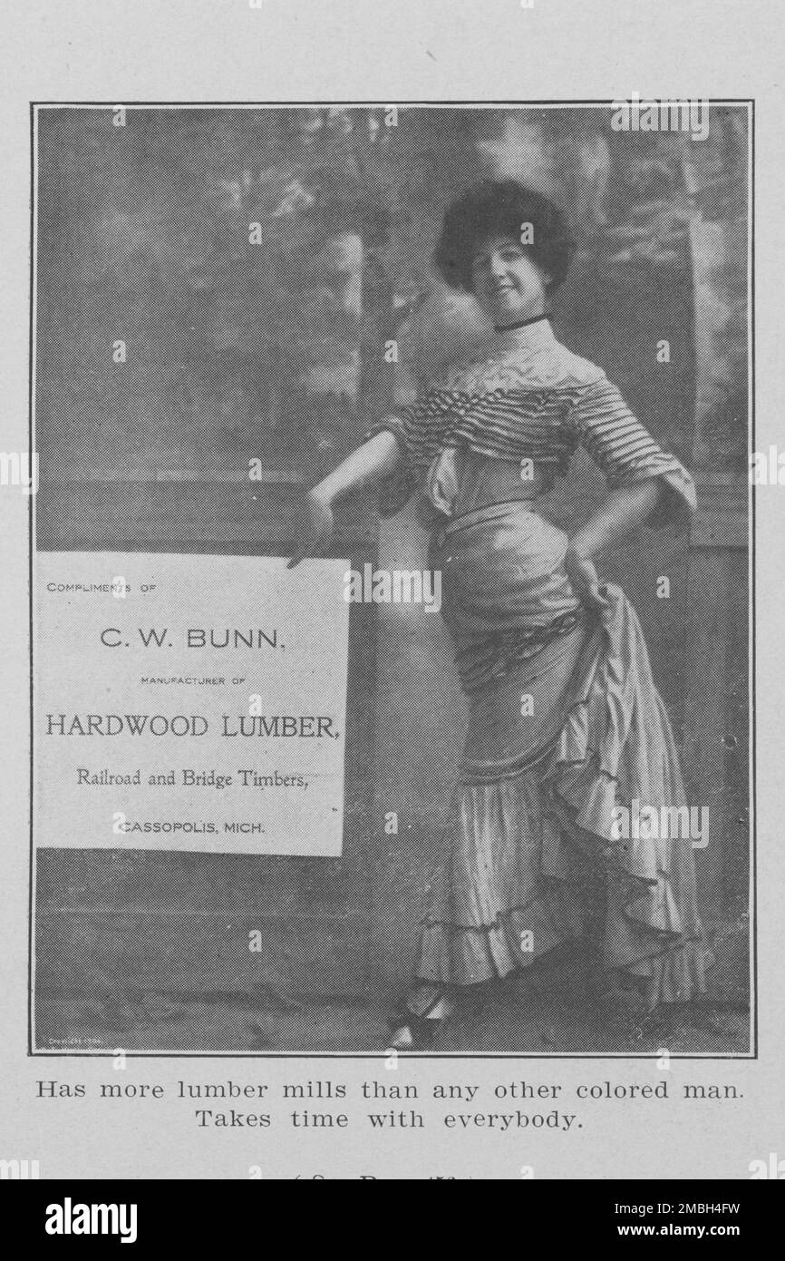 C. W. Bunn; Manufacturer of hardwood lumber, railroad and bridge timbers; Cassopolis, Mich., 1907. Stock Photo