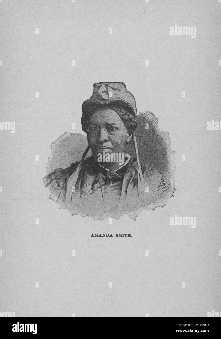 Amanda Smith, 1897. African-American evangelist preacher and activist Amanda Berry Smith fundraised for The Amanda Smith Orphanage and Industrial Home for Abandoned and Destitute Colored Children near Chicago. She preached the doctrine of entire sanctification at Methodist camp meetings and travelled to India, England and West Africa. From 'The white side of a black subject, enlarged and brought down to date; a vindication of the Afro-American race; from the landing of slaves at St. Augustine, Florida, in 1565, to the present time'. Stock Photo