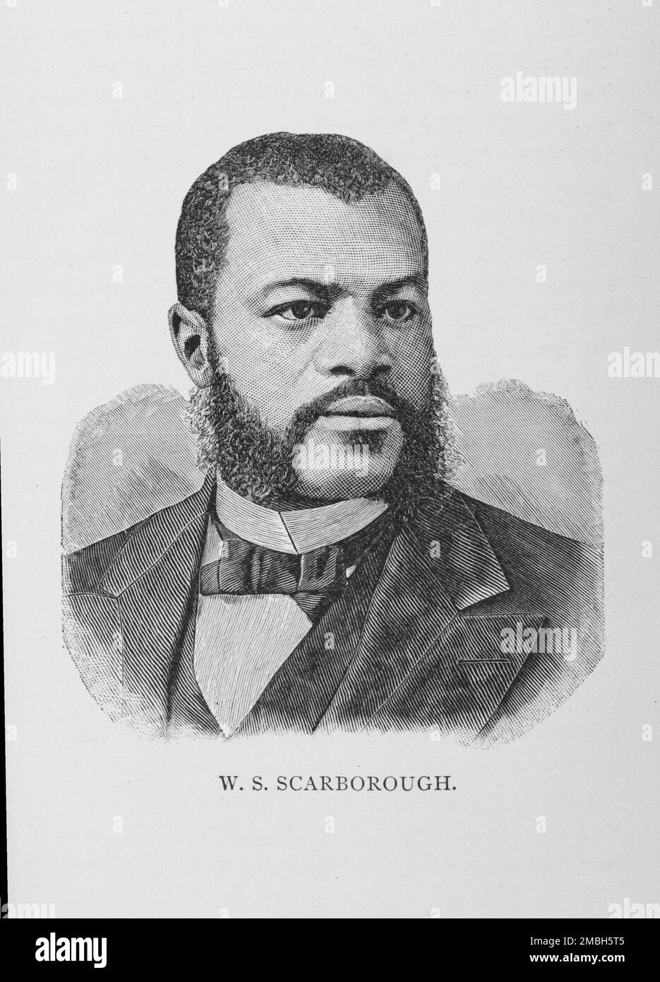 W. S. Scarborough, 1887. African-American classical scholar William Sanders Scarborough was born into slavery. He served as president of Wilberforce University, and wrote a widely-used university textbook on Classical Greek. From &quot;Men of Mark: Eminent, Progressive and Rising&quot; by William J. Simmons. Stock Photo