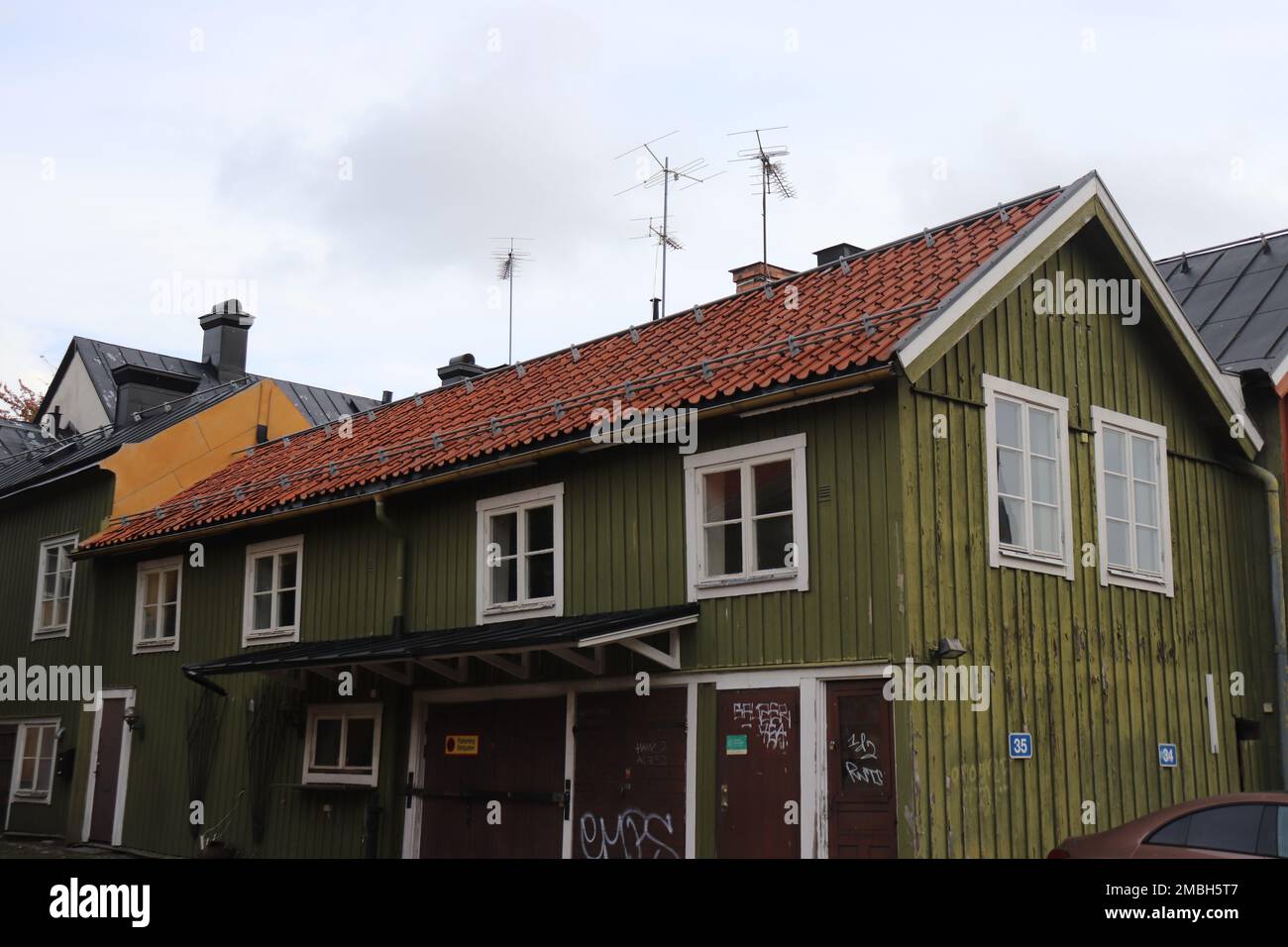 An outdoor view of an old house in Uppsala, Sweden Stock Photo Alamy