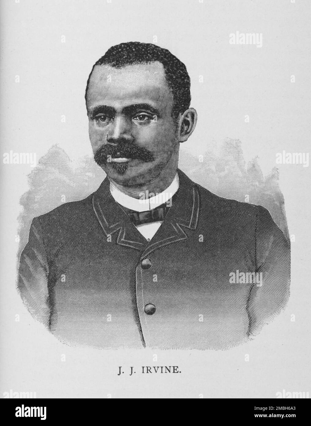 J. J. Irvine, 1887. Engineer, farmer and politician John J. Irvine was a noted leader of a movement to establish an African-American colony in the Western United States. From &quot;Men of Mark: Eminent, Progressive and Rising&quot; by William J. Simmons. Stock Photo