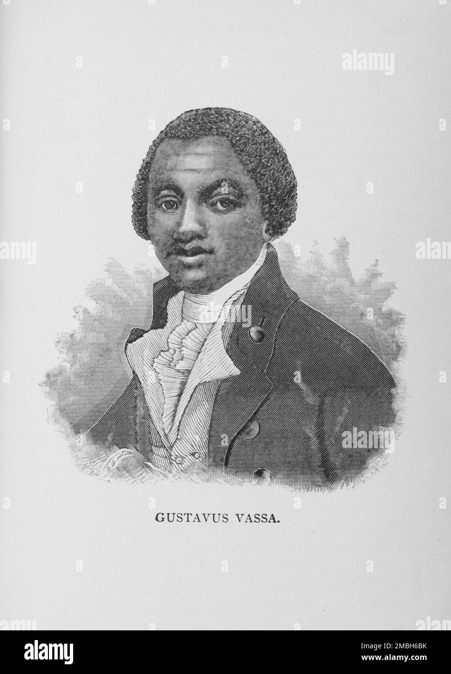 Gustavus Vassa [Olaudah Equiano]., 1887. African author, writer, abolitionist, sailor and merchant: enslaved as a child, he was shipped to the Caribbean and sold to a Royal Navy officer. He purchased his freedom in 1766, and supported the British abolitionist movement in London. Equiano was a member of the Sons of Africa, and published his autobiography, &quot;The Interesting Narrative of the Life of Olaudah Equiano&quot; (1789), which depicted the horrors of slavery. From &quot;Men of Mark: Eminent, Progressive and Rising&quot; by William J. Simmons. Stock Photo