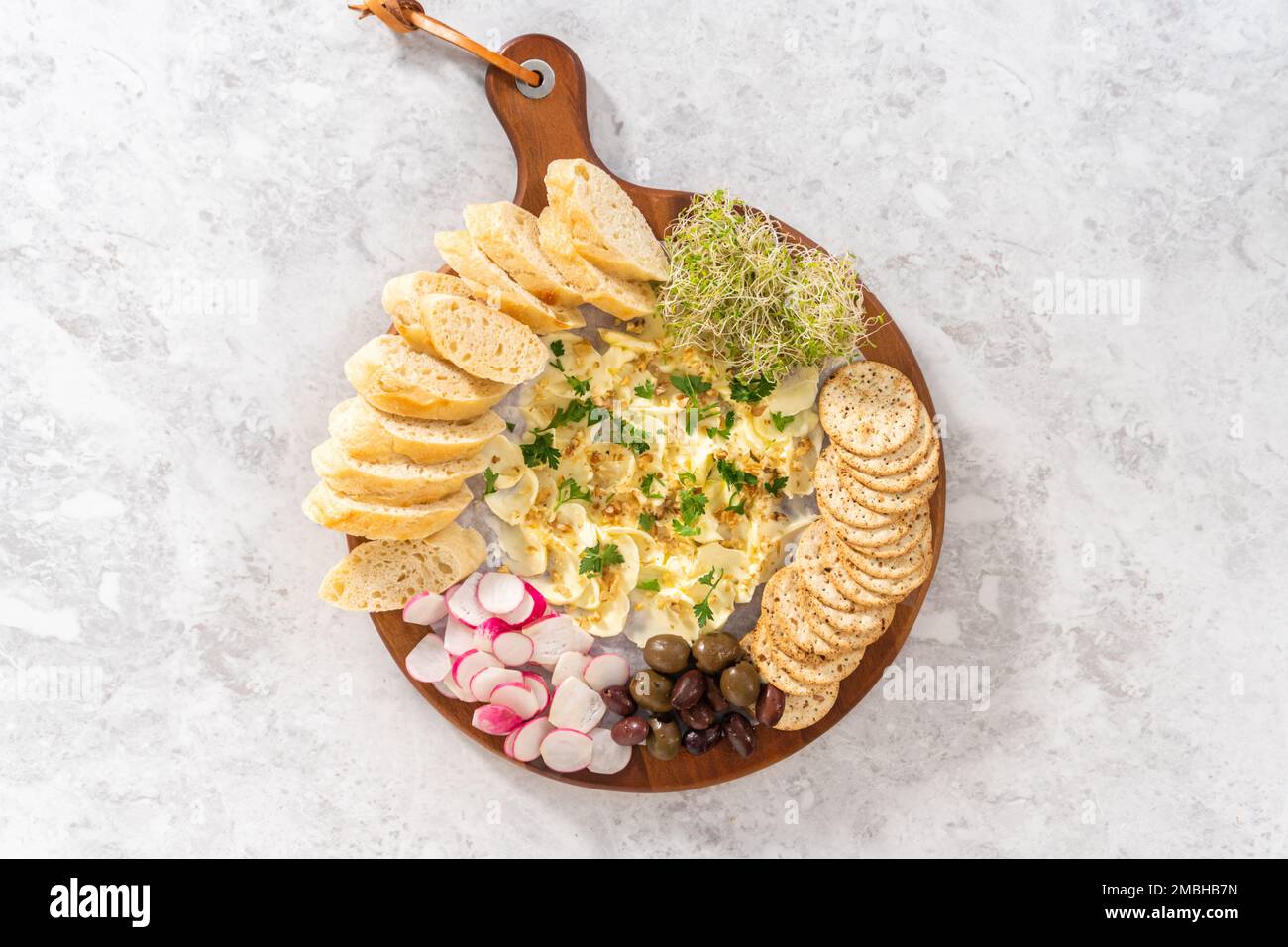 Butter board with vegetables and bread Stock Photo Alamy