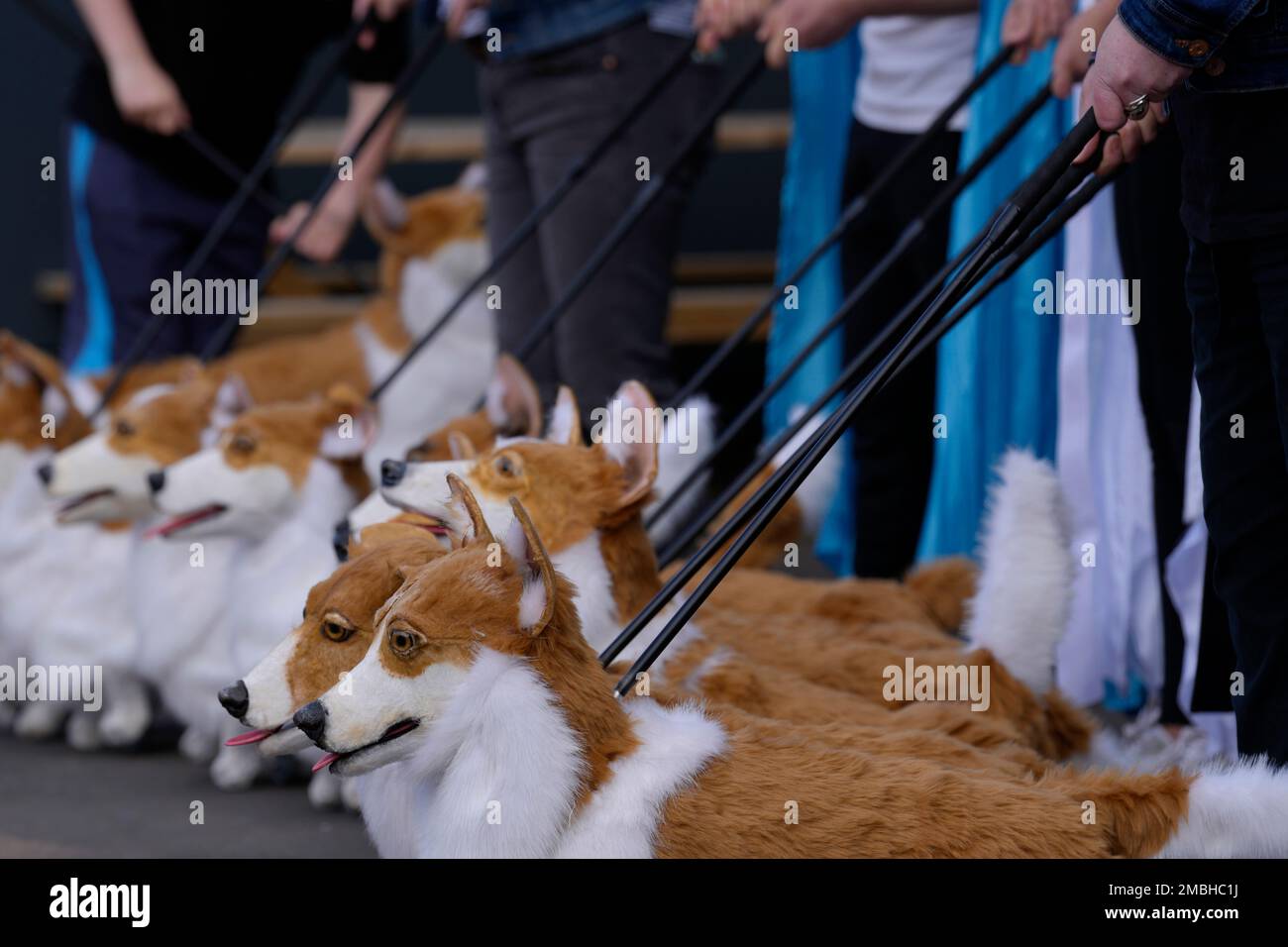 A group of puppets made by puppet maker Louise Jones each one an