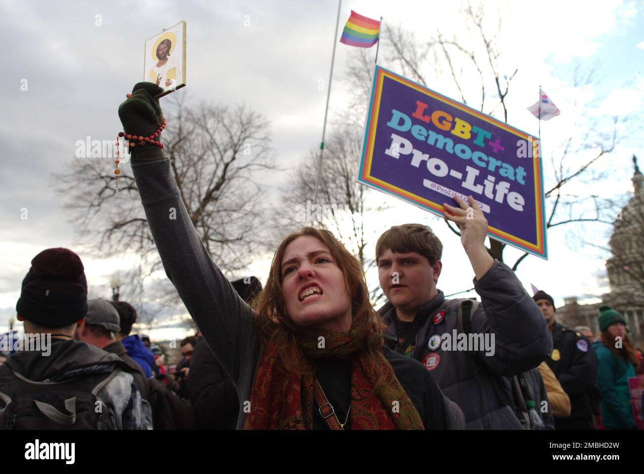 Washington DC, USA. 20 Jan 2023. Pro-life protesters gather at the U.S. Supreme Court for the annual March for Life. Credit: Philip Yabut/Alamy Live News Stock Photo