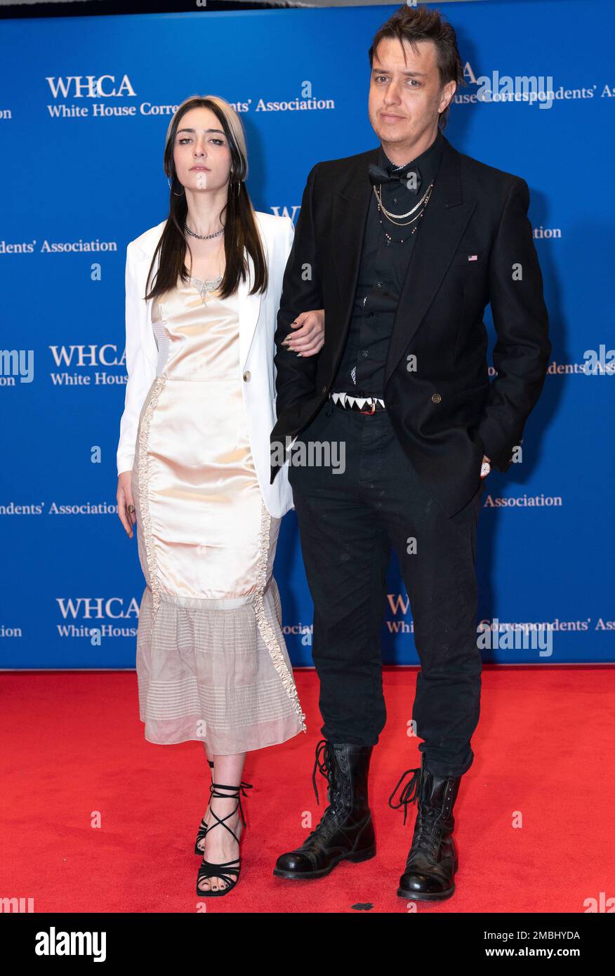 Julian Casablancas and Kaya Nichols poses for photographers as they