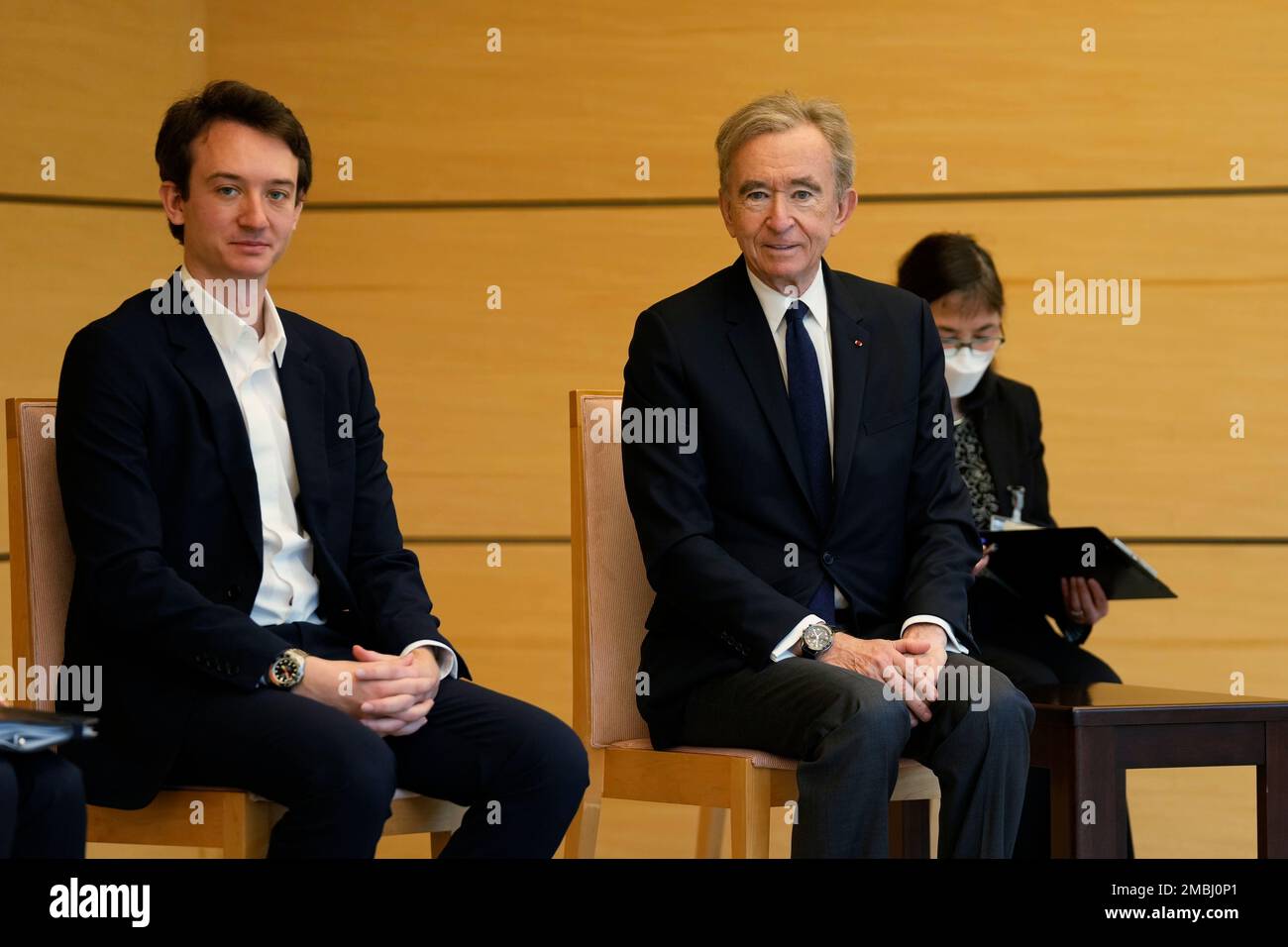 LVMH CEO Bernard Arnault and his son attend the men's final match of the  French Open, played at the Roland Garros stadium in Paris, France, on June  8, 2008. Spain's Nadal won