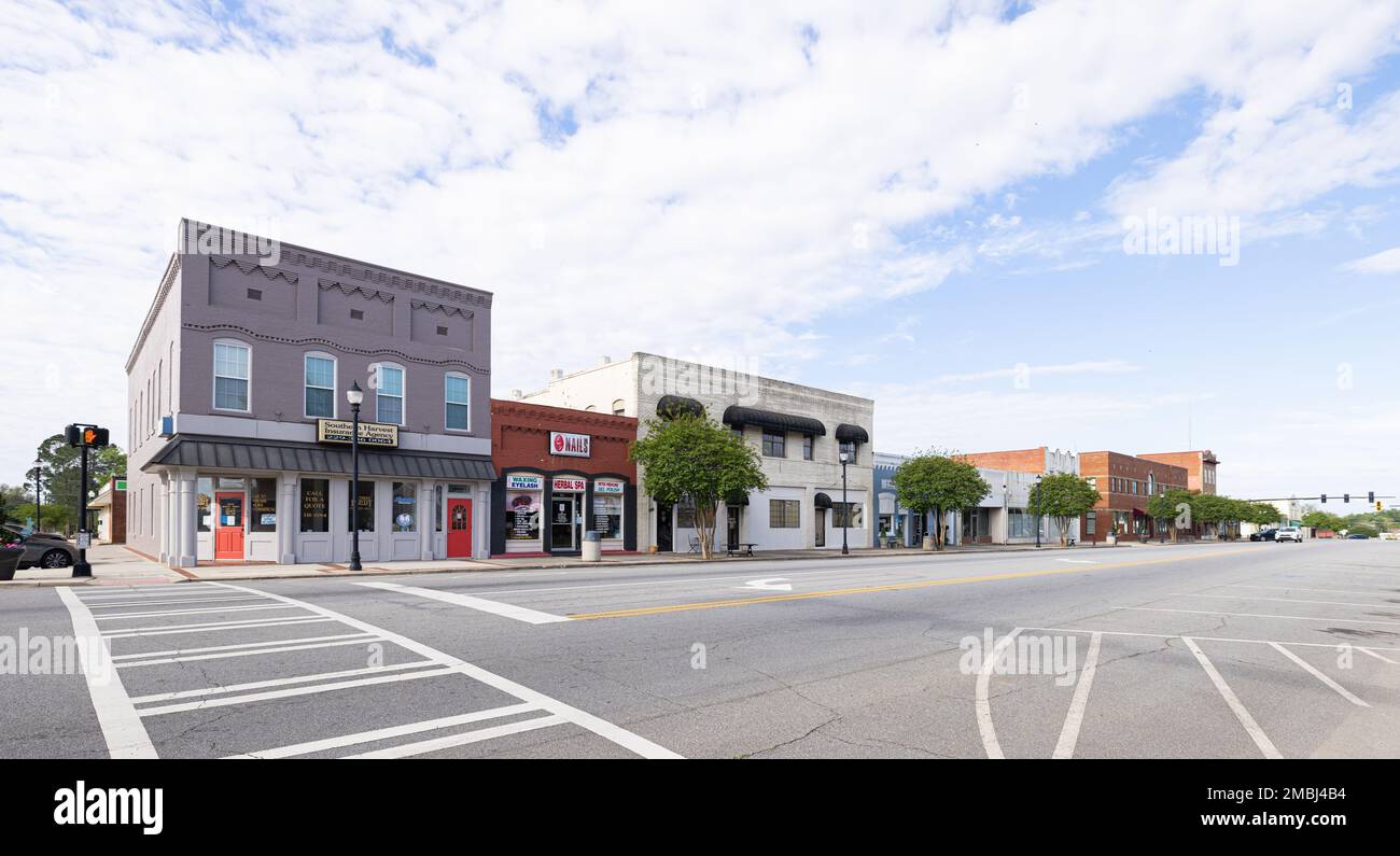 Camilla, USA April 17, 2022 The old business district on
