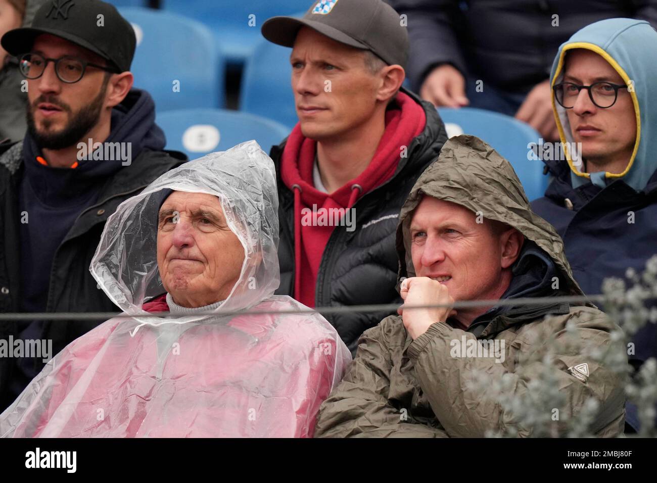 Spectators watch the semifinal match between Botic Van De Zandschulp of the Netherlands and Miomir Kecmanovic of Serbia at the Tennis ATP tournament in Munich, Germany, Saturday, April 30, 2022