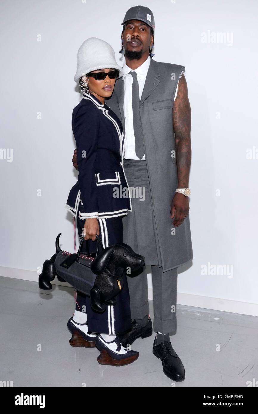 Teyana Taylor and Iman Shumpert attend the Thom Browne Fall 2022 ...