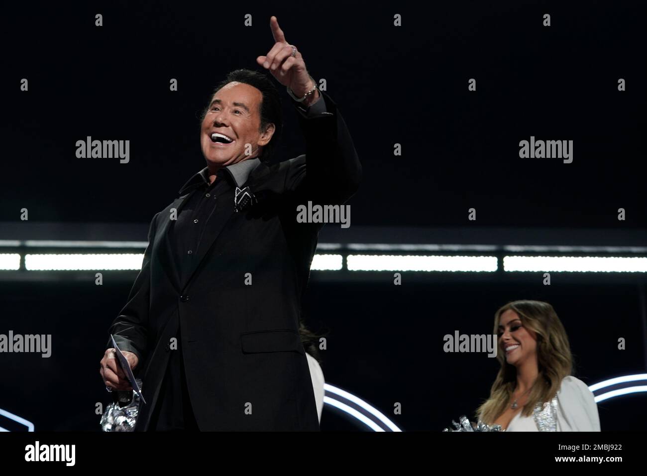 Singer Wayne Newton walks up to announce Memphis offensive lineman Dylan  Parham as the Las Vegas Raiders selection during the third round of the NFL  football draft Friday, April 29, 2022, in