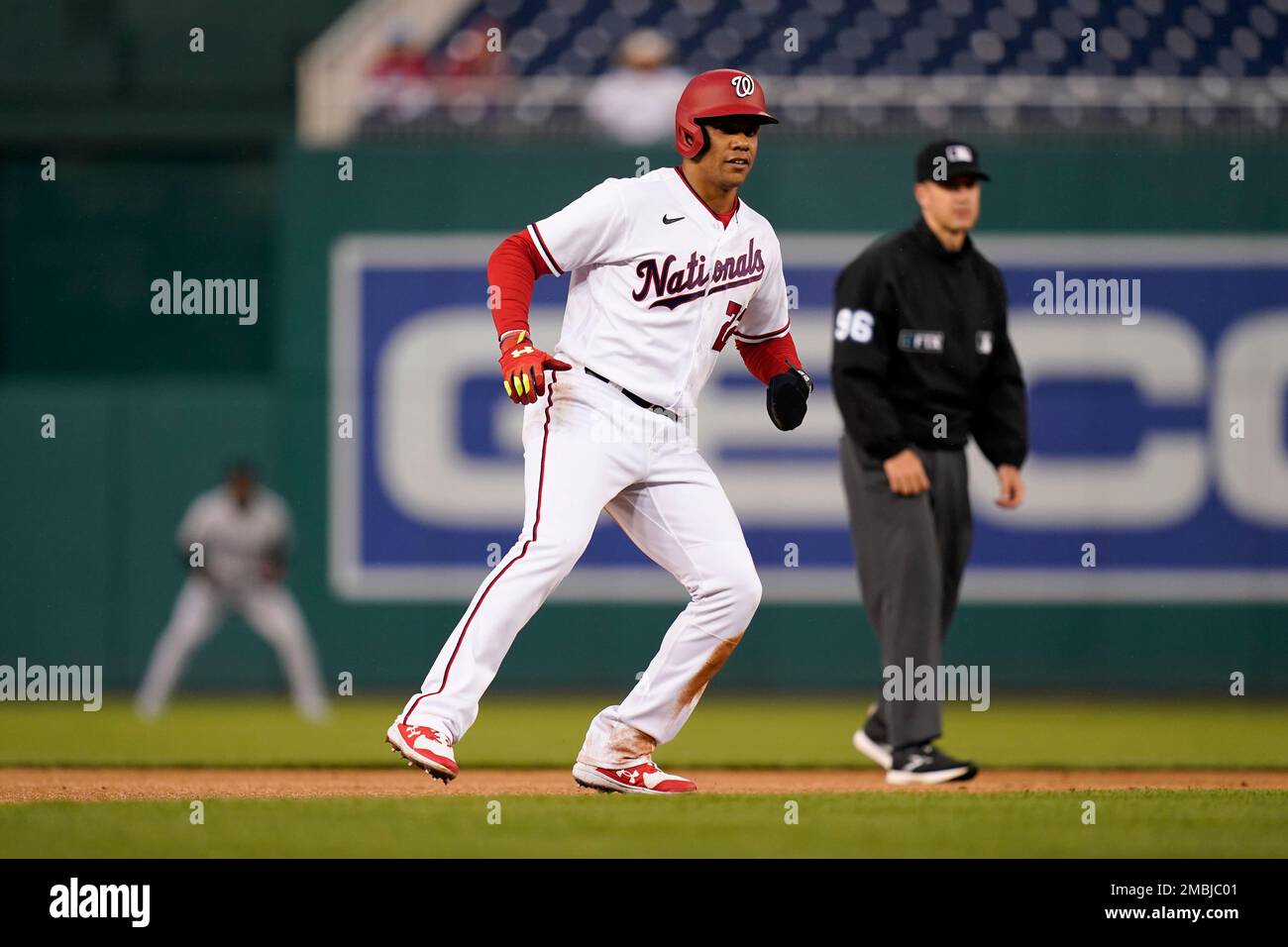Washington Nationals Juan Soto during a MLB game against the Miami