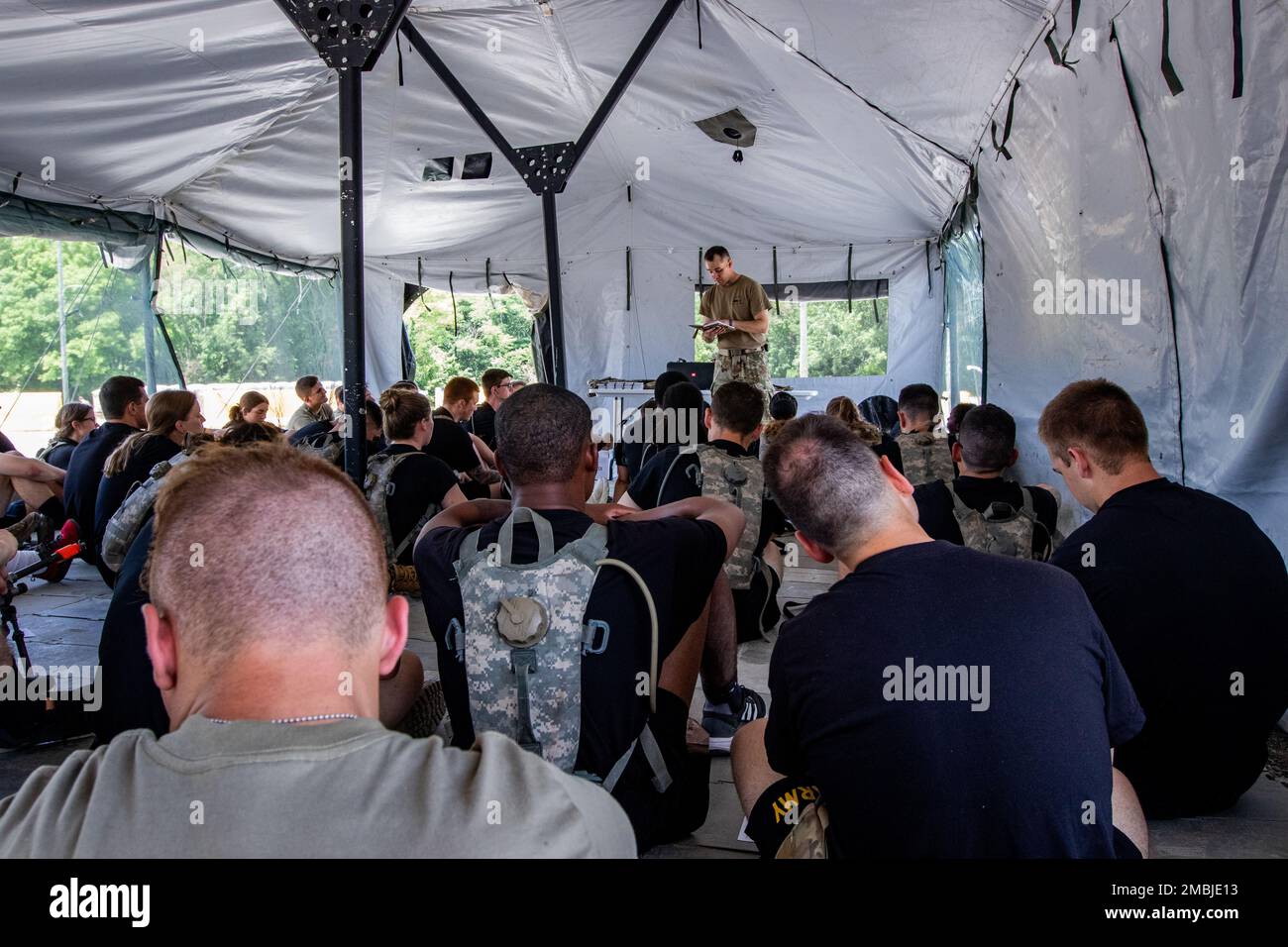 Cadets gather for a Protestant religious service at Densberger base
