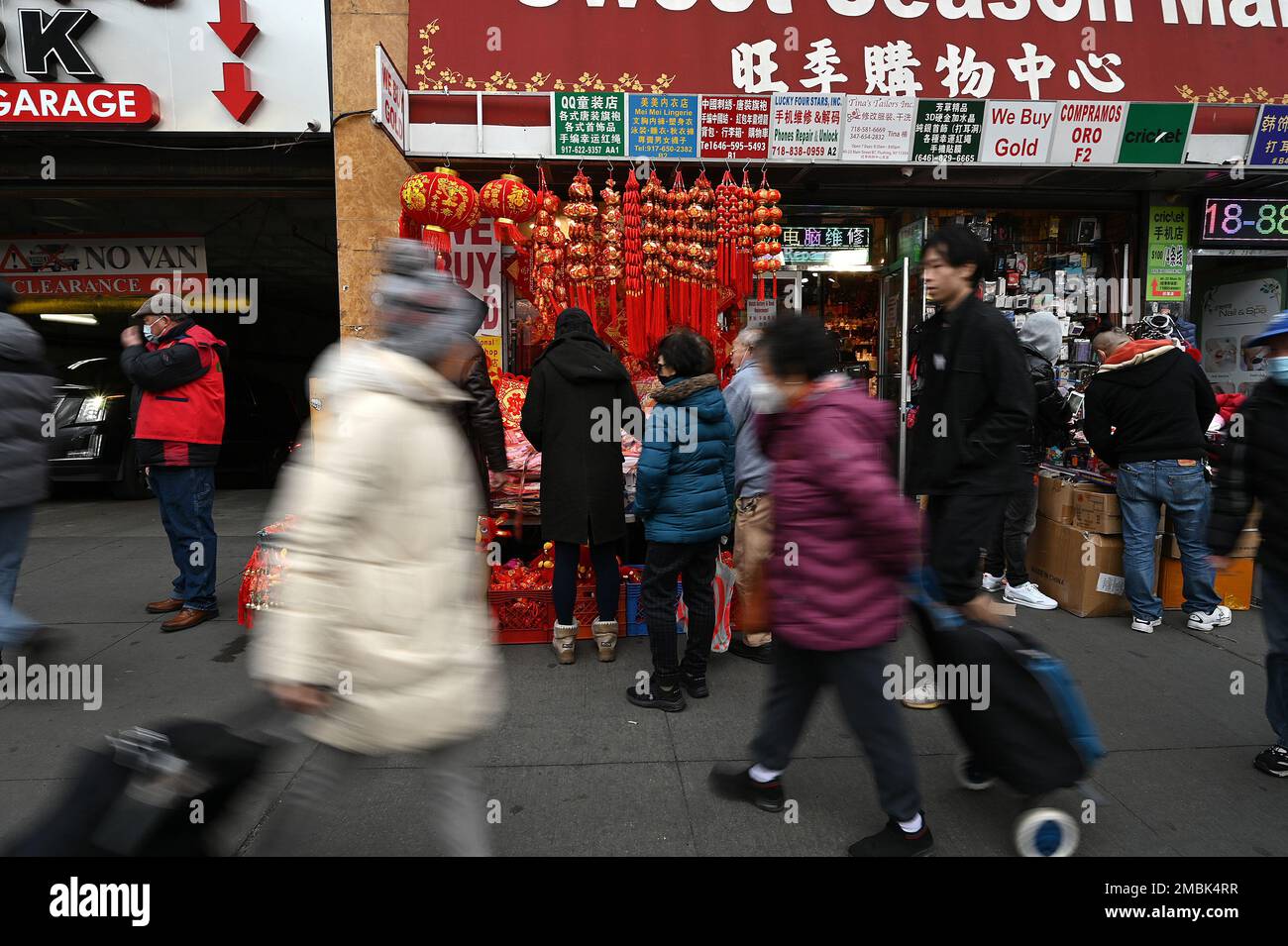 New York, USA. 20th Jan, 2023. Members of the ethnic Chinese community seen shopping for