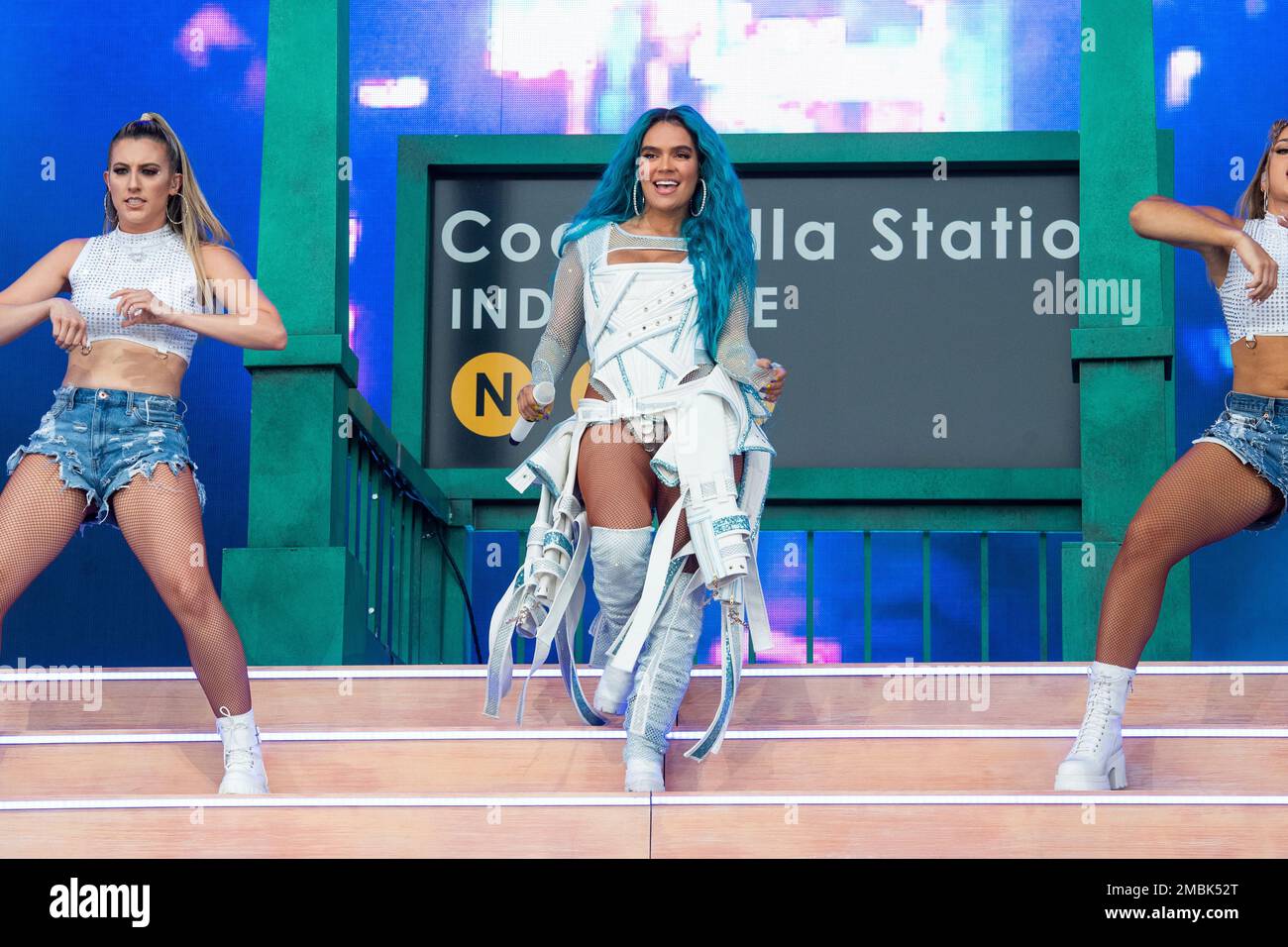 Karol G performs at the Coachella Music & Arts Festival at the Empire