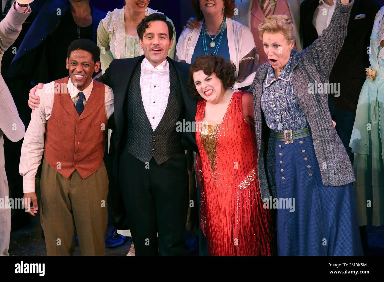 Jared Grimes, from left, Ramin Karimloo, Beanie Feldstein and Jane
