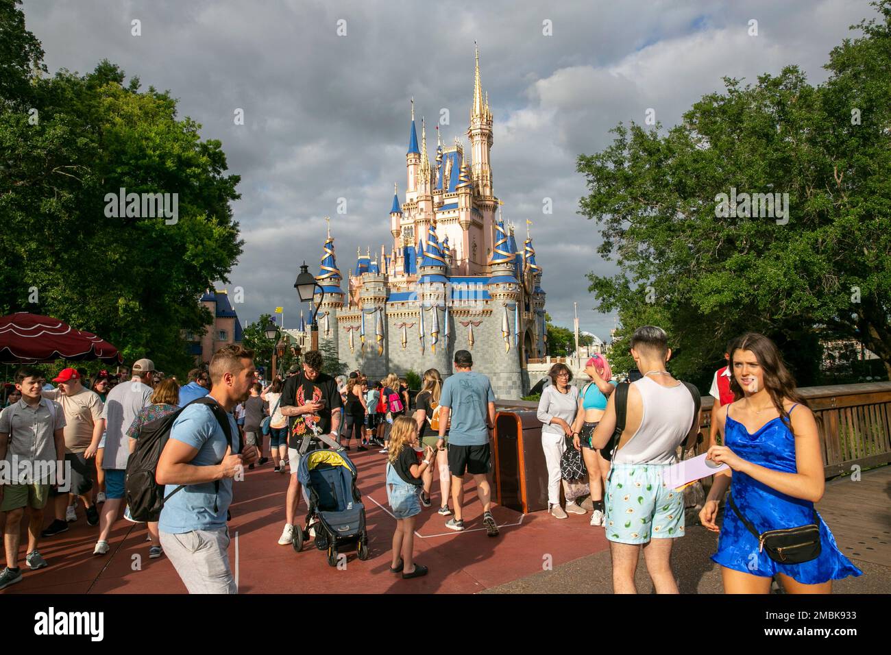 People visit Magic Kingdom Park at Walt Disney World Resort in Lake