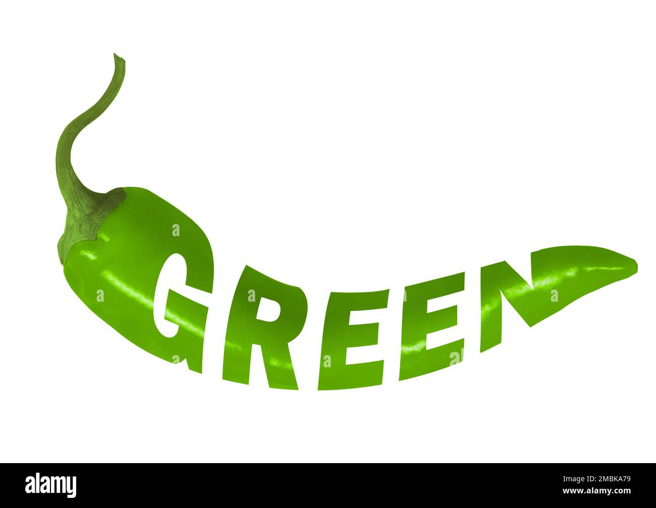 Color illustration of green chili pepper. Hot capsicum, green pepper