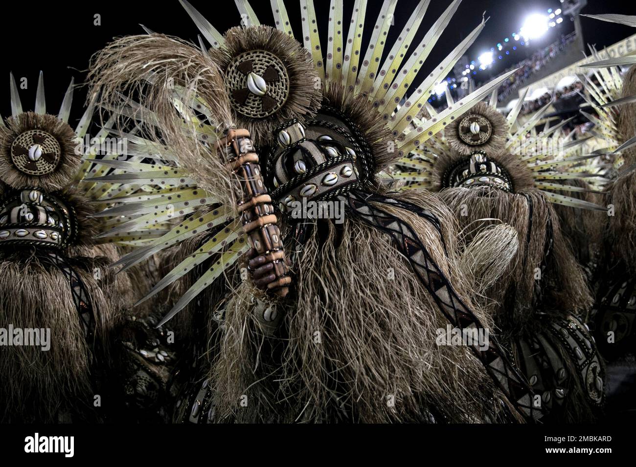 Performers from the Portela samba school parade on a float during ...