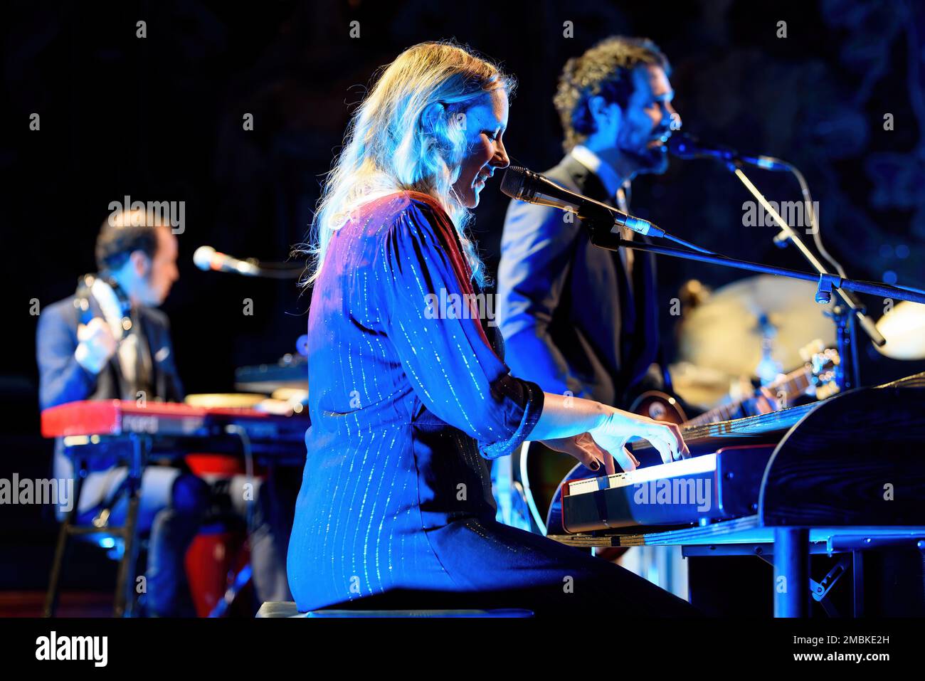 BARCELONA - FEB 4: Morgan (band) perform on stage at Palau de la Musica Catalana on February 4, 2022 in Barcelona, Spain. Stock Photo