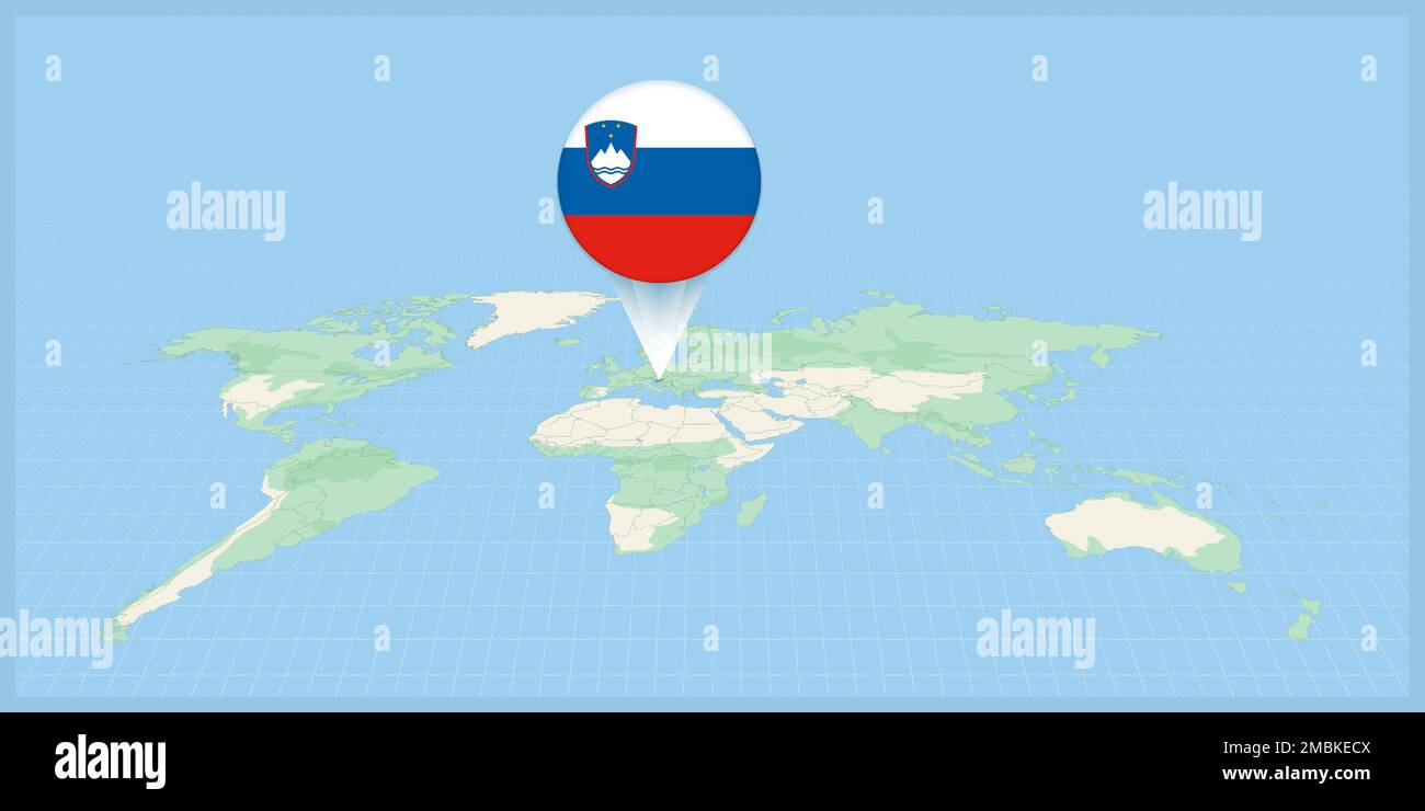 Location Of Slovenia On The World Map Marked With Slovenia Flag Pin Location Of Slovenia On The World Map Marked With Slovenia Flag Pin Cartographic Vector Illustration 2MBKECX 