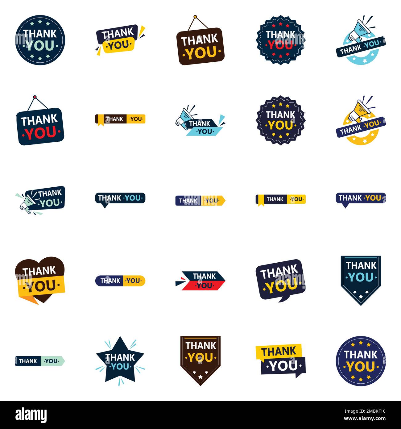 25 Fresh Vector Icons to express your gratitude in a lively way Stock Vector