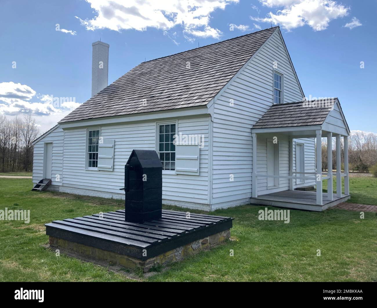 This April 3, 2022, photo, shows the small building at Guinea Station