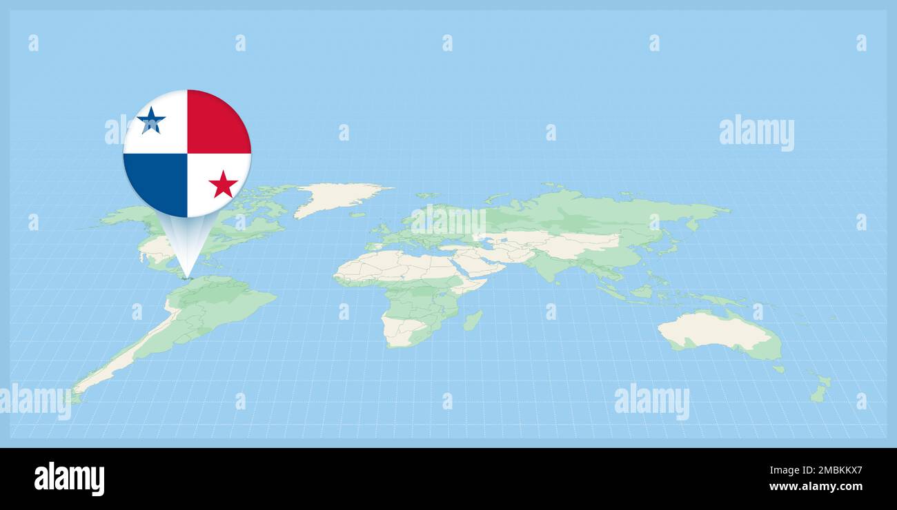 Location of Panama on the world map, marked with Panama flag pin
