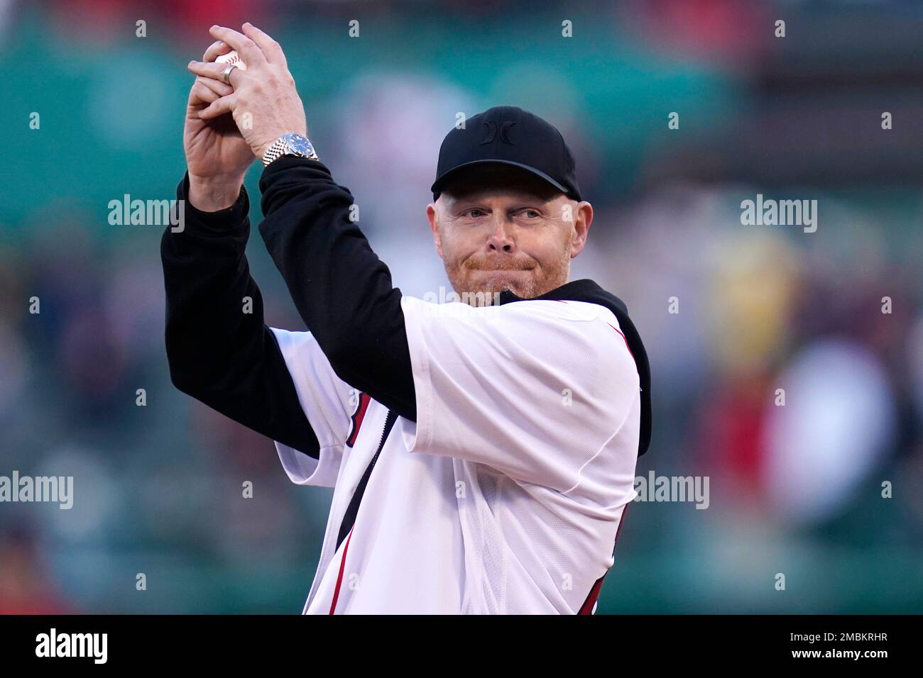 Comedian Bill Burr prior to a baseball game, Tuesday, April 19, 2022
