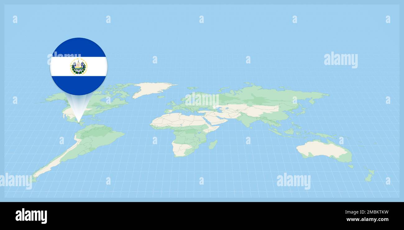 Location of El Salvador on the world map, marked with El Salvador flag