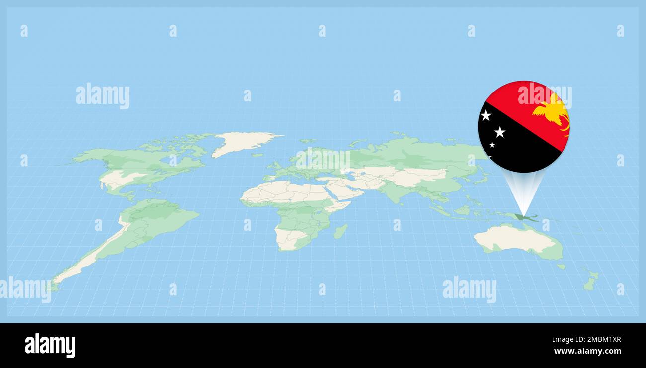 Location Of Papua New Guinea On The World Map Marked With Papua New Location Of Papua New Guinea On The World Map Marked With Papua New Guinea Flag Pin Cartographic Vector Illustration 2MBM1XR 