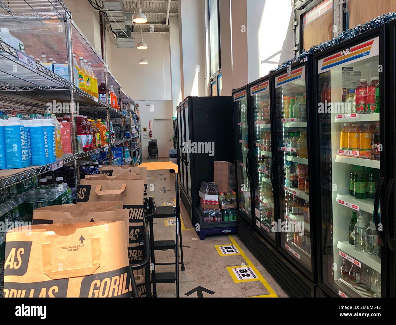 Merchandise is stocked inside Gorillas miniwarehouse in the