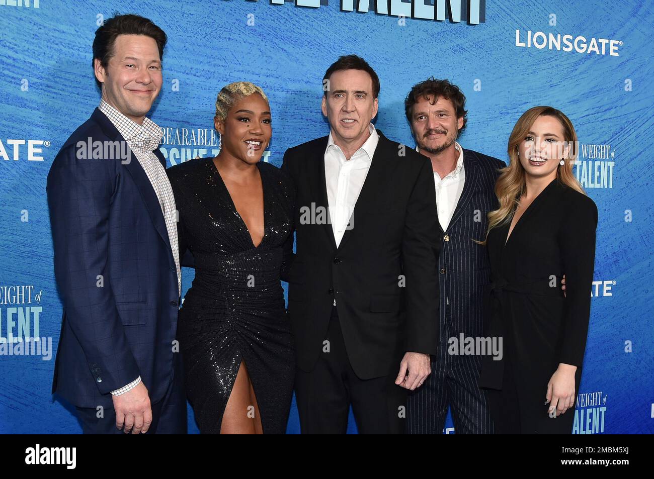 Ike Barinholtz, from left, Tiffany Haddish, Nicolas Cage, Pedro Pascal