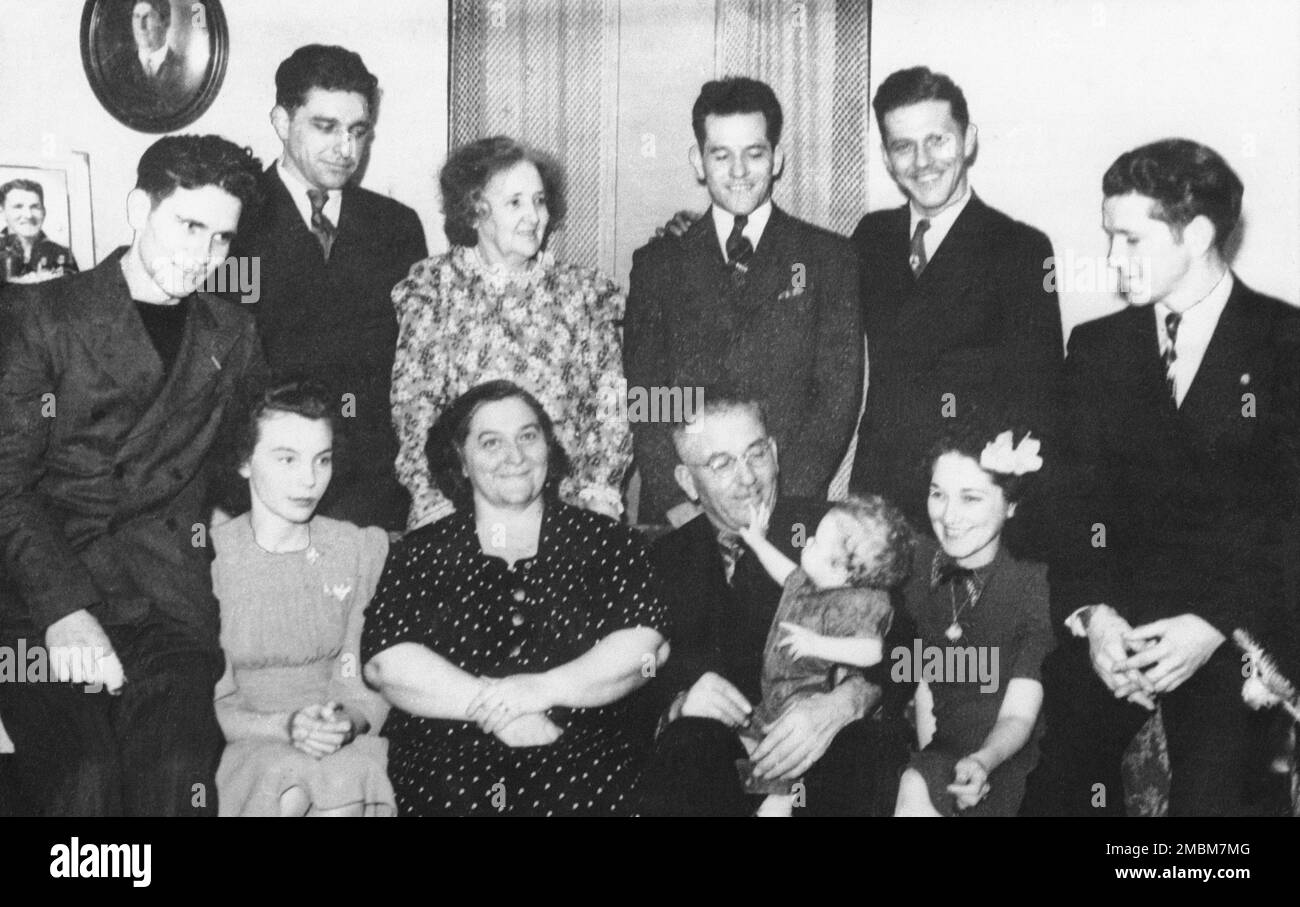 The Sullivan family poses for a group photo at their home in Waterloo,  Iowa, in Jan. 1941. The picture was taken shortly after the five Sullivan  brothers enlisted in the Navy together