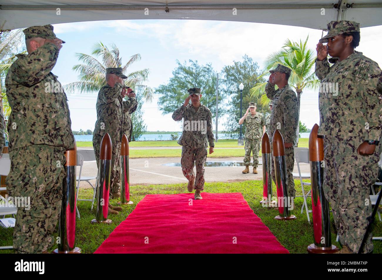PITI, Guam (June 17, 2022) Capt. Shaun Lieb receives honors from side ...