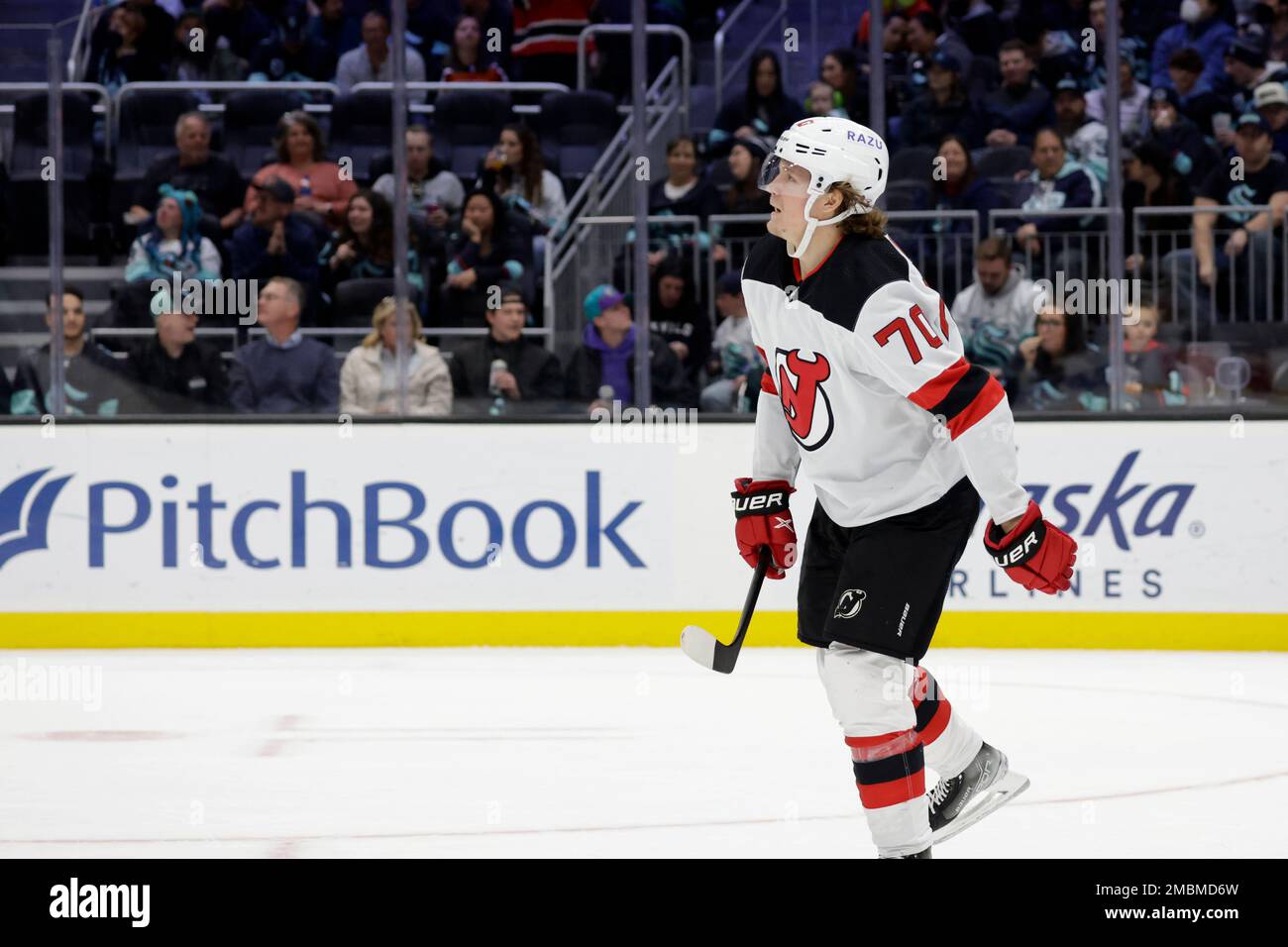 New Jersey Devils Center Jesper Boqvist (70) Skates To The Bench After ...