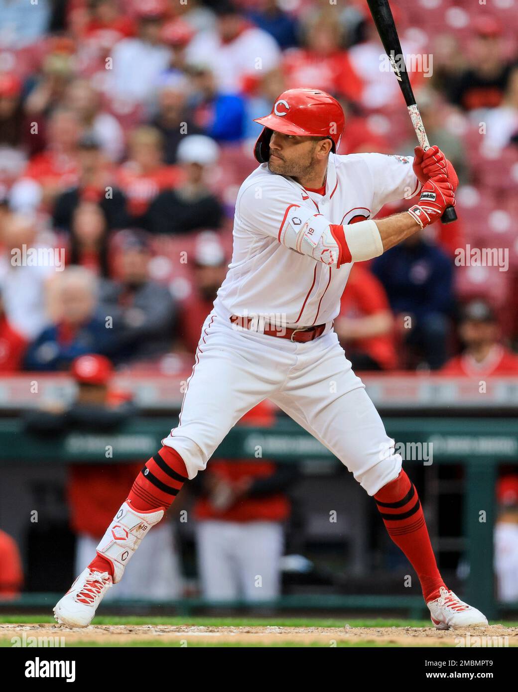 Cincinnati Reds' Joey Votto bats during a baseball game against the