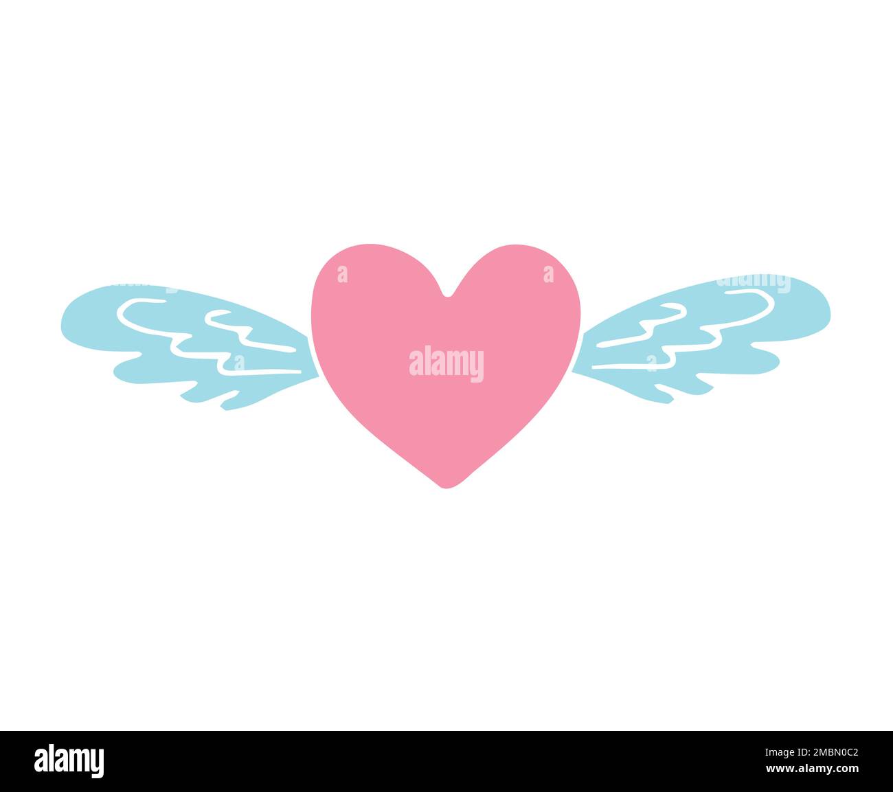 Vector hand drawn doodle sketch heart with wings isolated on white ...