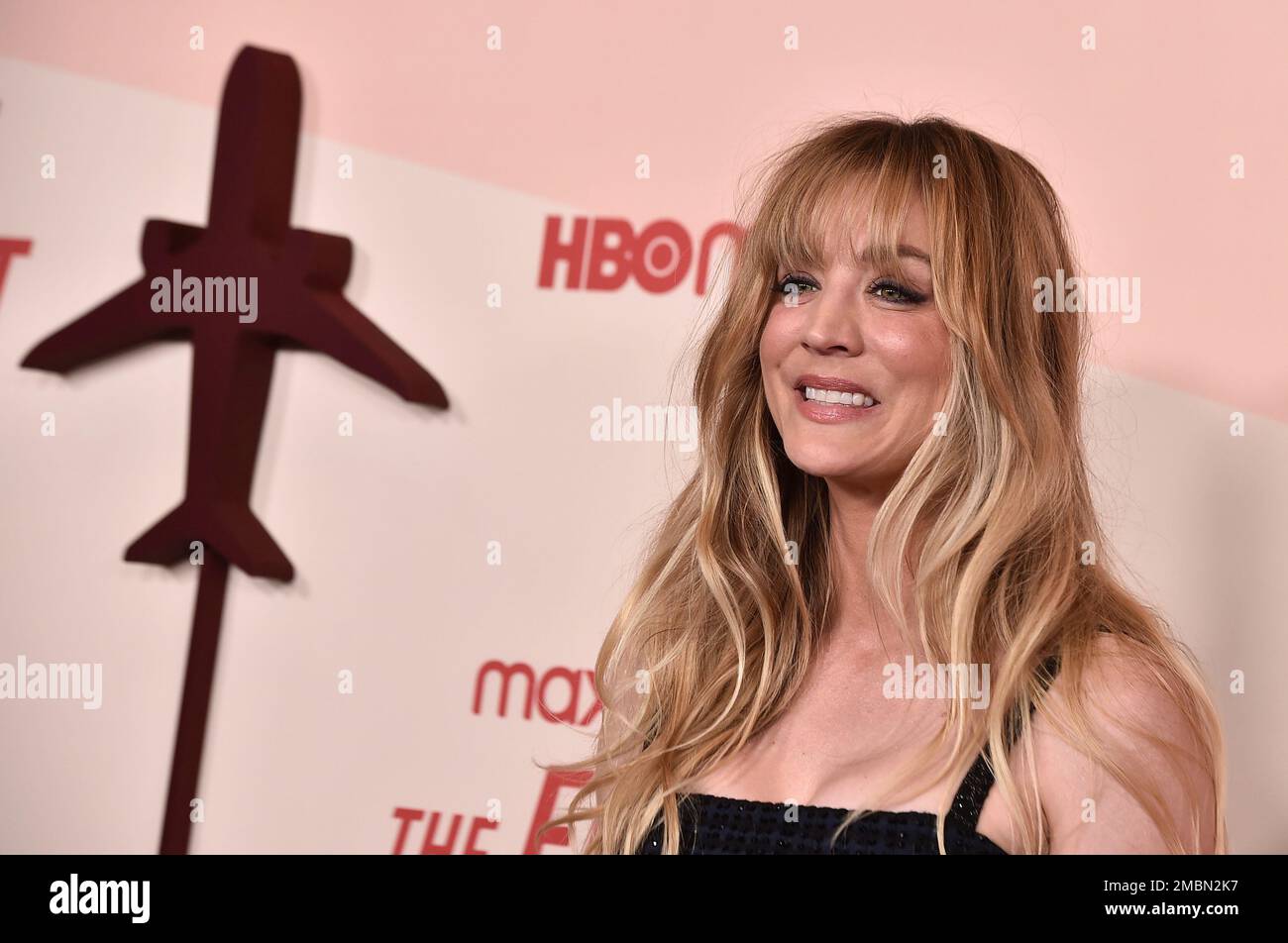 Kaley Cuoco arrives at the Los Angeles premiere of The Flight Attendant,  Tuesday, April 12, 2022, at Pacific Design Center. (Photo by xxxInvisionAP  Stock Photo - Alamy