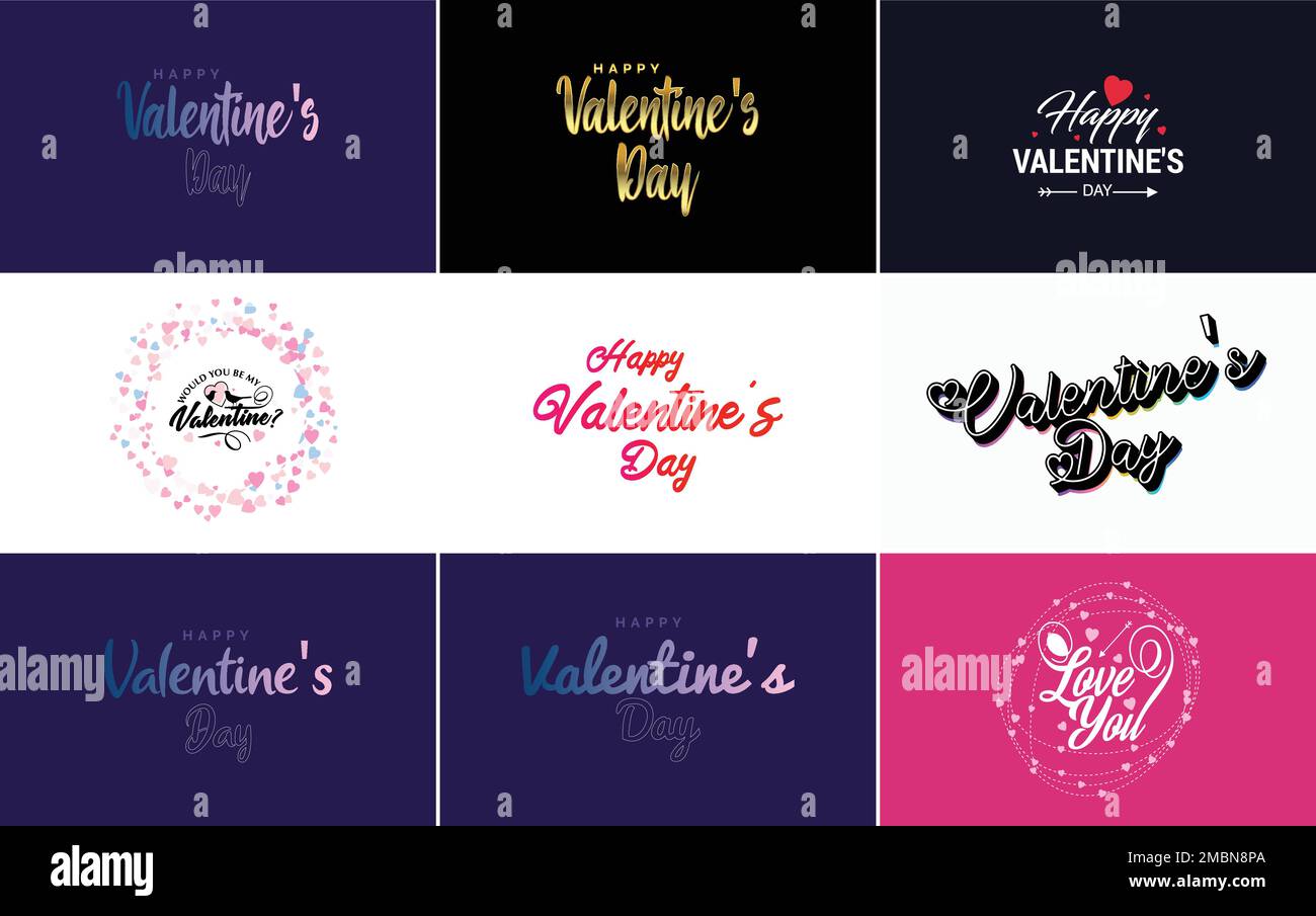 Happy Valentine's Day hand lettering calligraphy text and heart. isolated on white background vector illustration Stock Vector