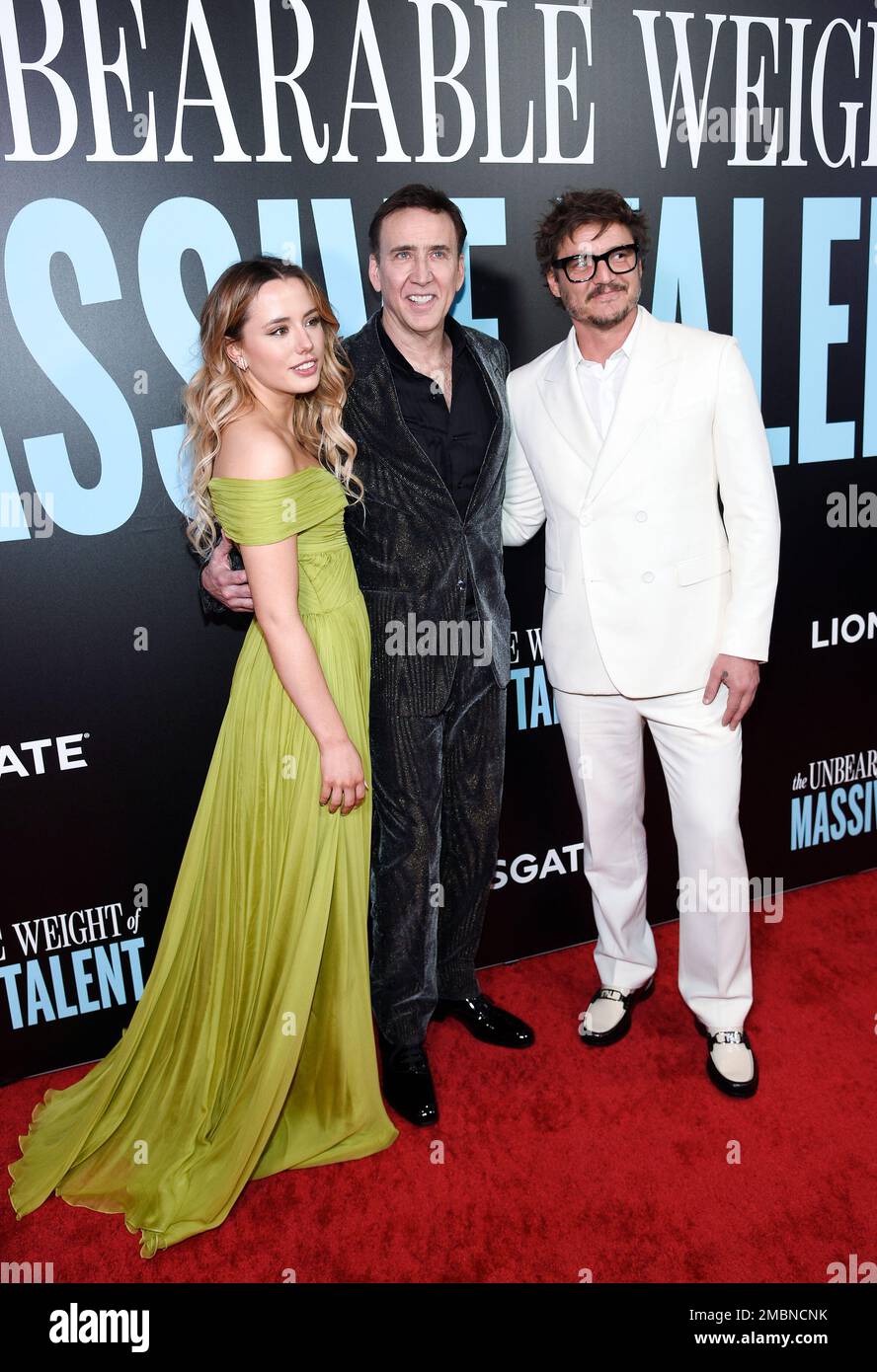 Lily Sheen, left, Nicolas Cage and Pedro Pascal attend the special