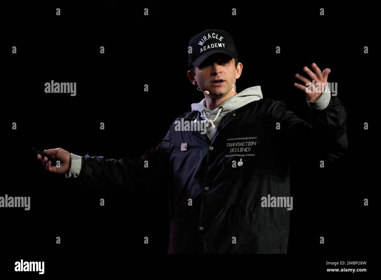 Jack Mallers, founder and CEO of Strike, gives a keynote address at the  Bitcoin Conference, Thursday, April 7, 2022, in Miami Beach, Fla. (AP  Photo/Rebecca Blackwell Stock Photo - Alamy