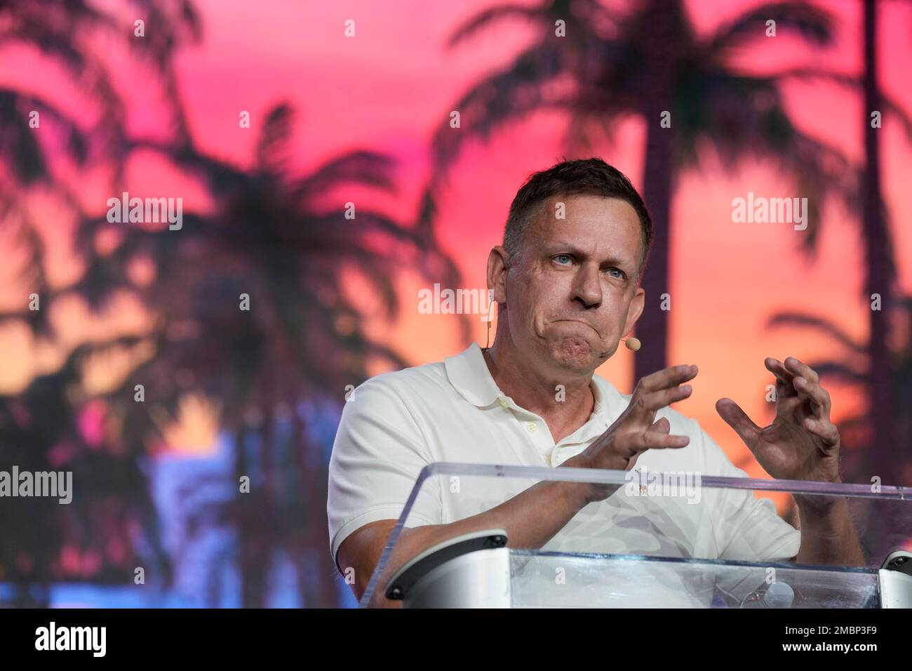 Peter Thiel, co-founder of PayPal and Palantir, gives a keynote address at  the Bitcoin Conference, Thursday, April 7, 2022, in Miami Beach, Fla. (AP  Photo/Rebecca Blackwell Stock Photo - Alamy