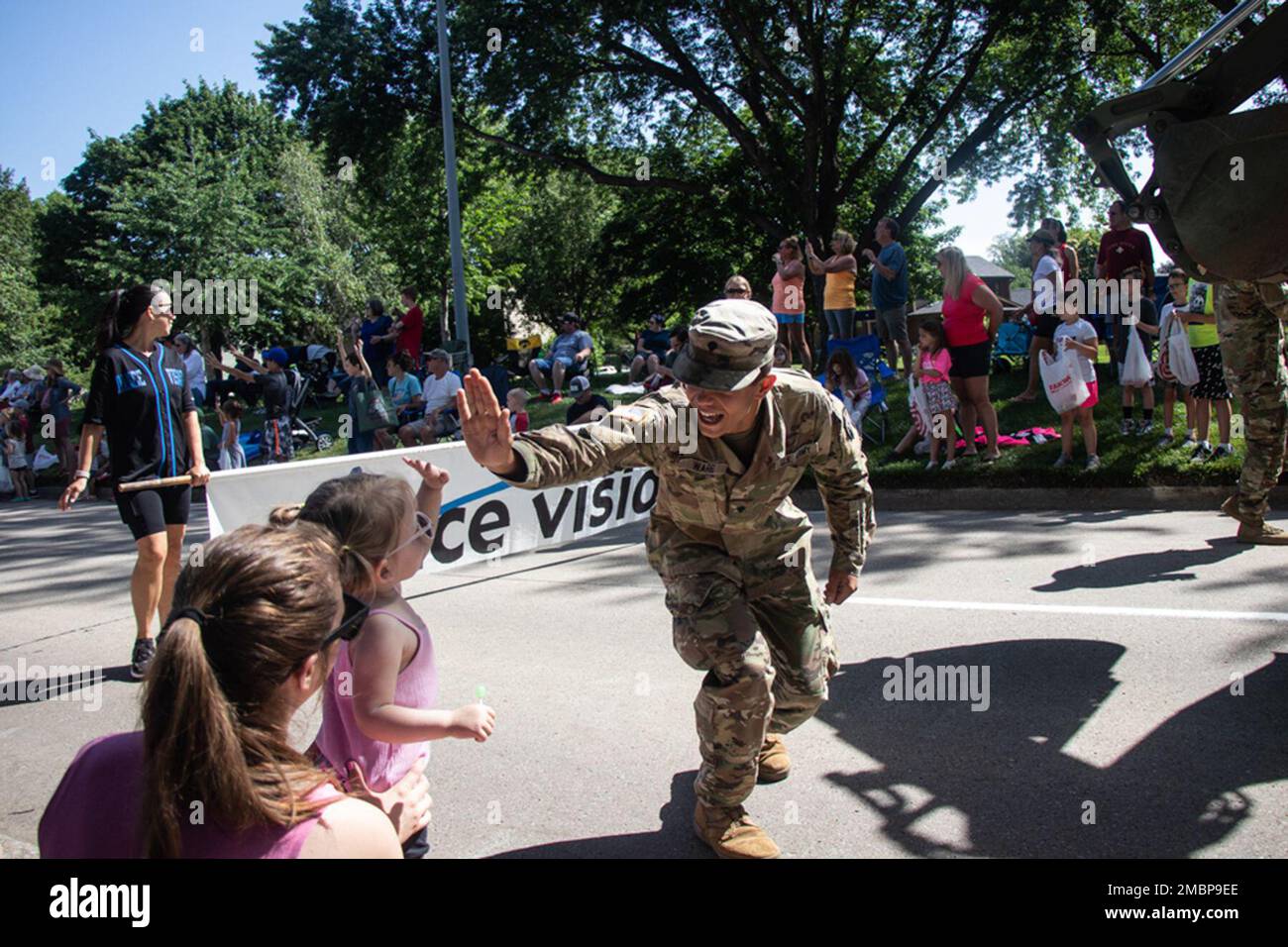 Spc. Tysone Ware, a Soldier with the 831st Engineer Company, offers