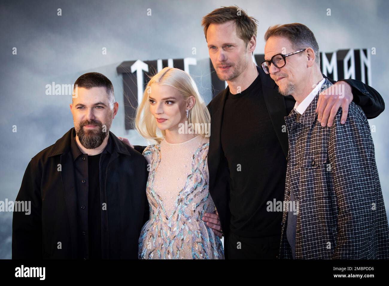 Robert Eggers, from left, Anya Taylor-Joy, Alexander Skarsgard and Sjon pose for photographers upon arrival at the premiere of the film The Northman in London Tuesday, April 5, 2022