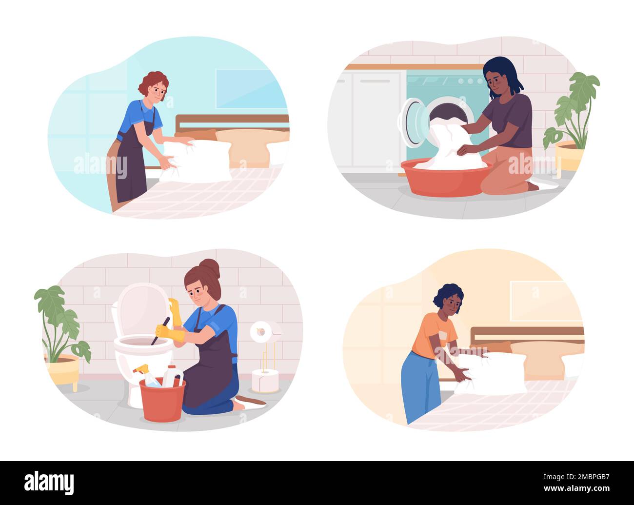 Hotel housekeeping duties 2D vector isolated illustration set Stock Vector Image & Art Alamy