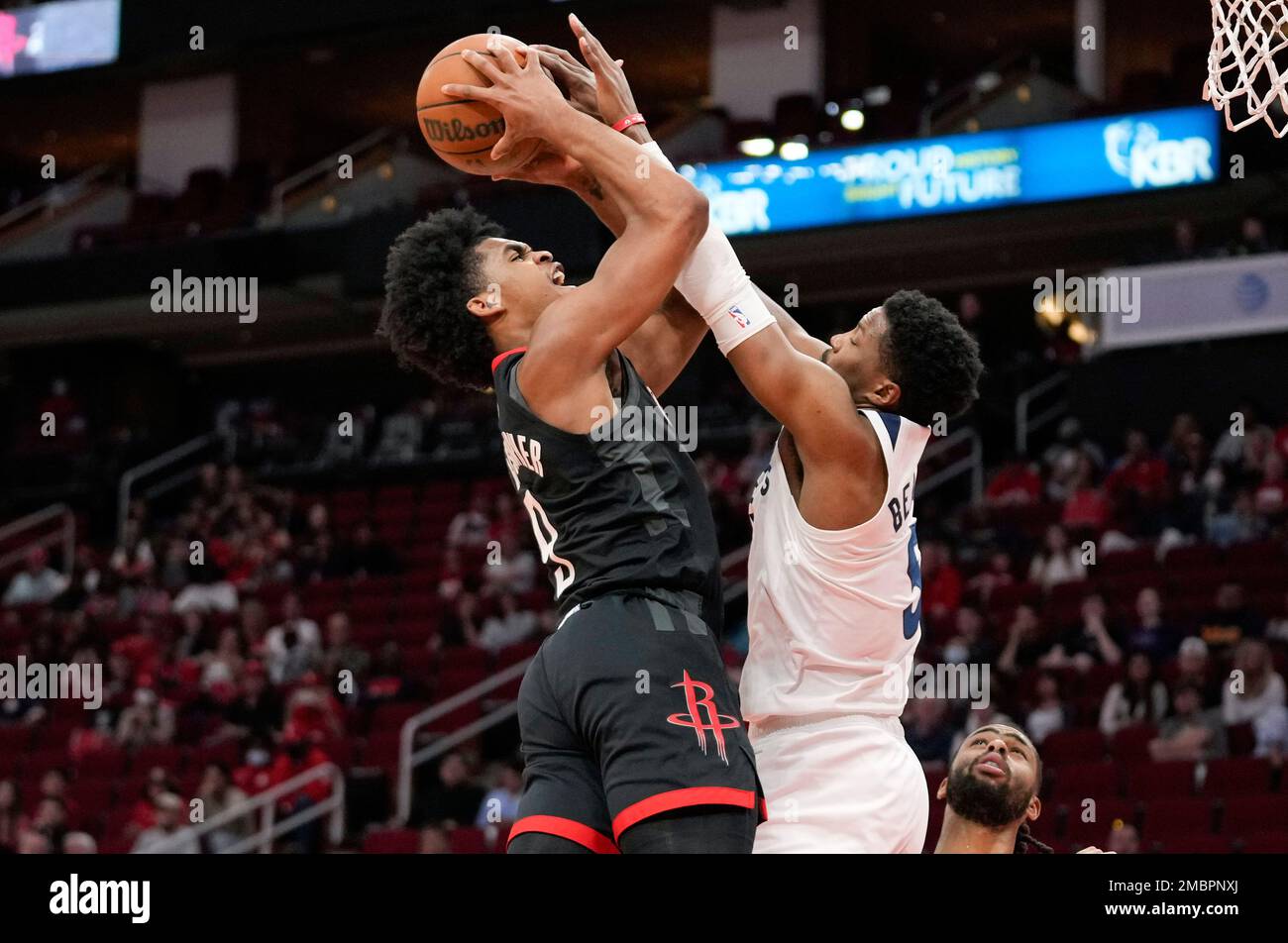 Beasley Houston Rockets Houston Rockets guard Josh Christopher, left, shoots as Minnesota ...