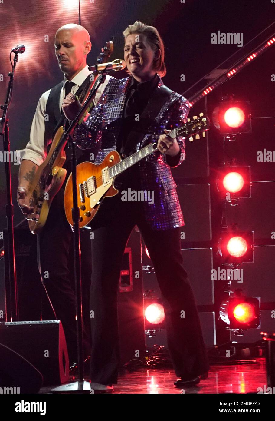 Brandi Carlile performs "Right on Time" at the 64th Annual Grammy