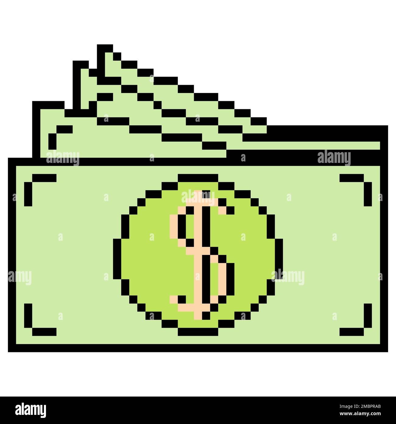 Pixel art cash money. Vector illustration Stock Photo