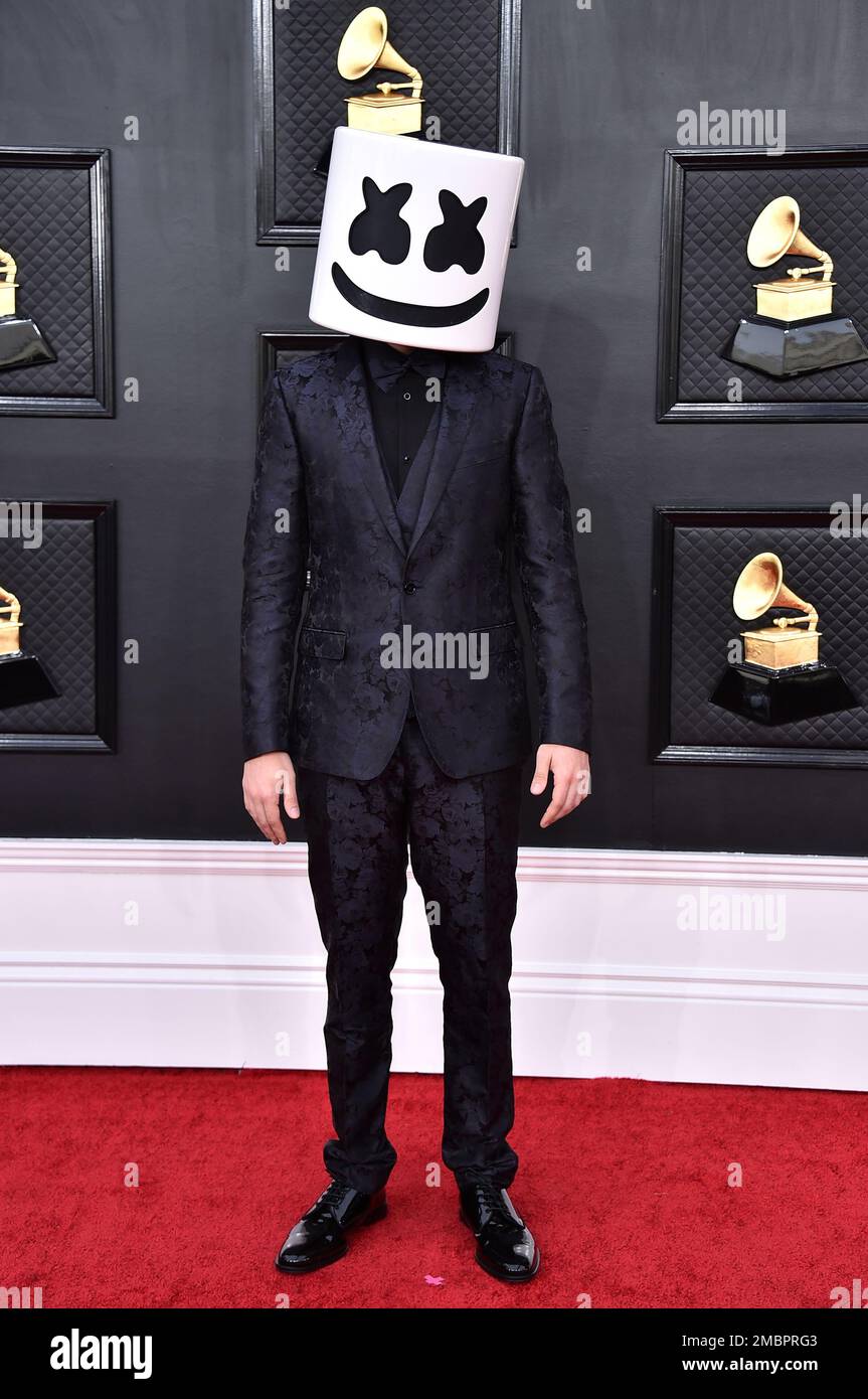 Marshmello arrives at the 64th Annual Grammy Awards at the MGM Grand Garden Arena on Sunday